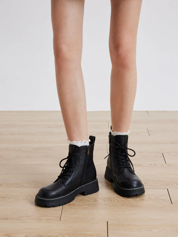 PAZZION, Zuri Leather Ankle Boots, Black